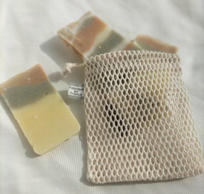 Pochette sauve-savon en coton bio fabriqué en France